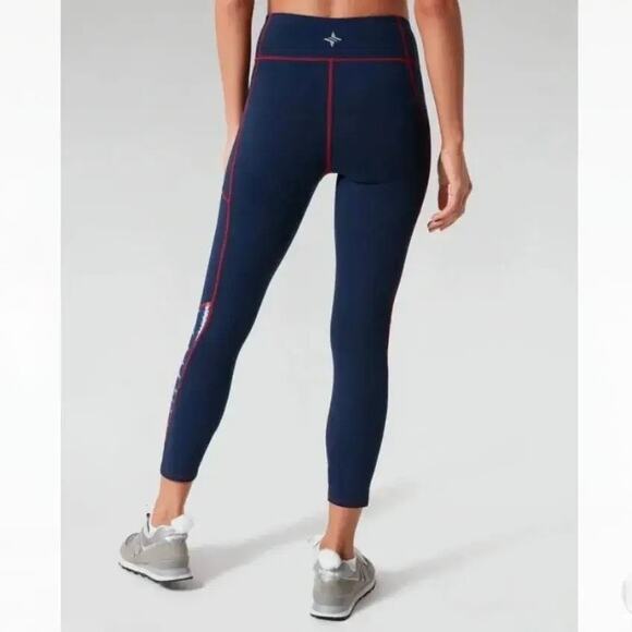 EUC Tuckernuck Navy & Amer-ikat High Rise Flex Compression Leggings Size Small - Picture 6 of 13